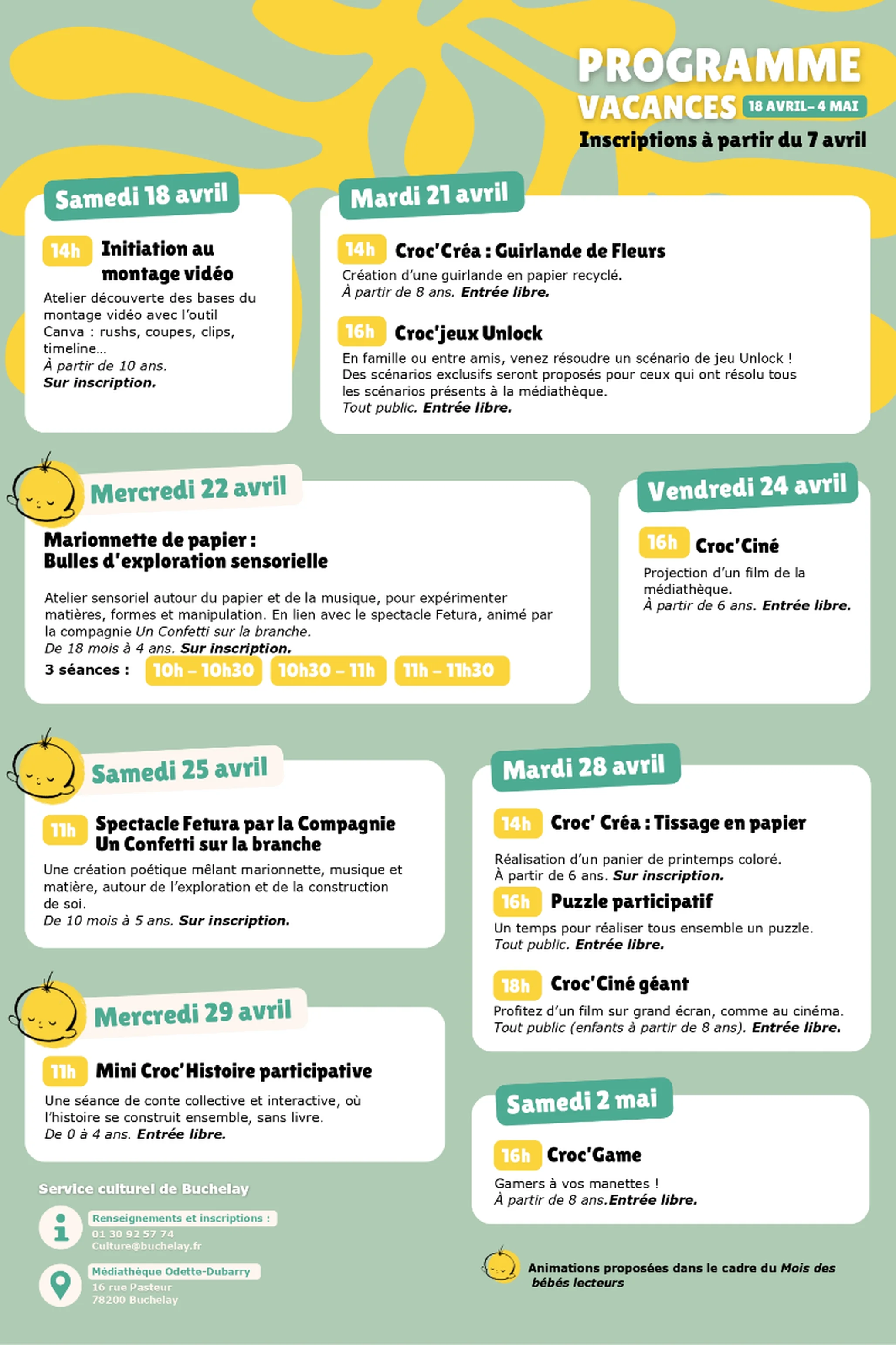 Affiche reprenant le programme mis en description