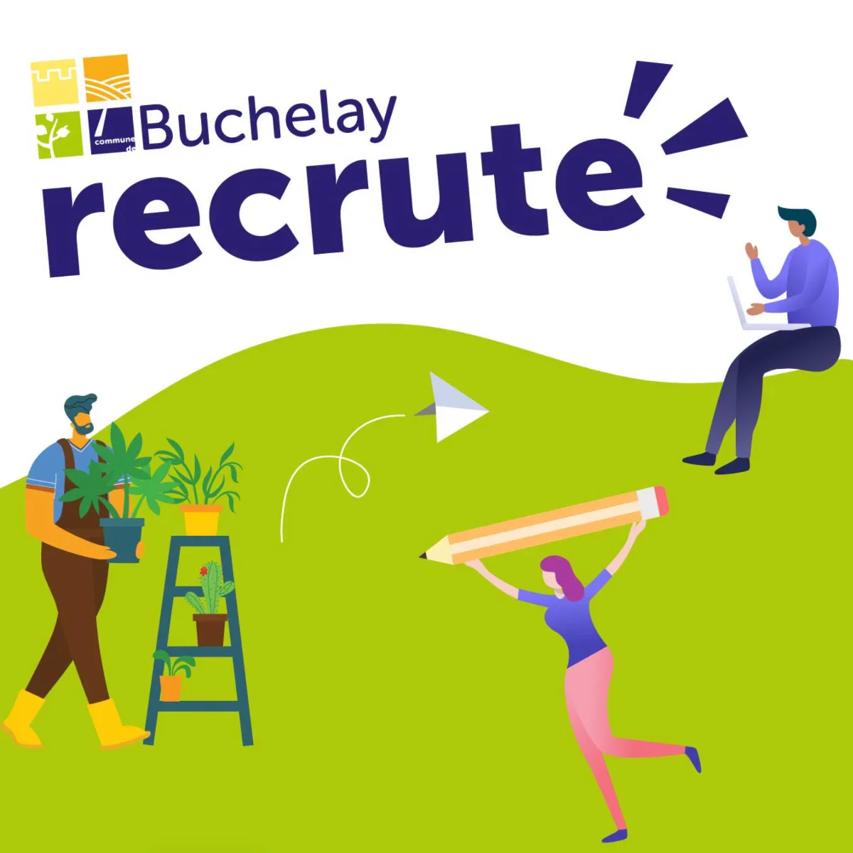 Visuel officiel de Buchelay recrute fond blanc et vert